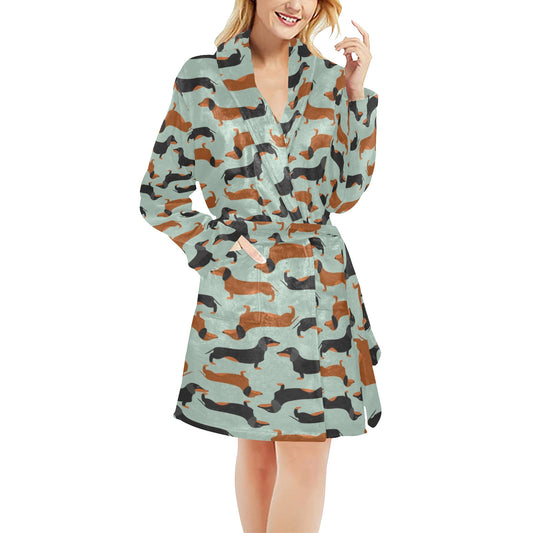 Dachshund Cute Print Pattern Women's Fleece Robe