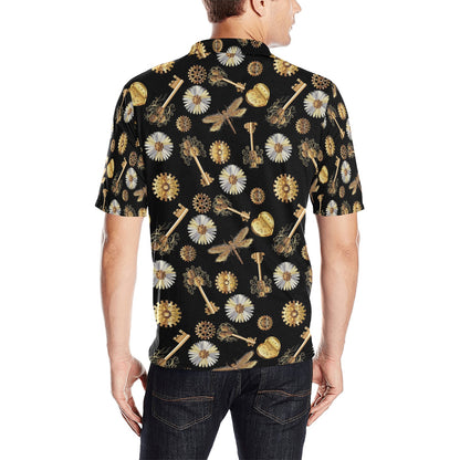 Steampunk Key Dragonfly Print Design LKS303 Men Polo Shirt