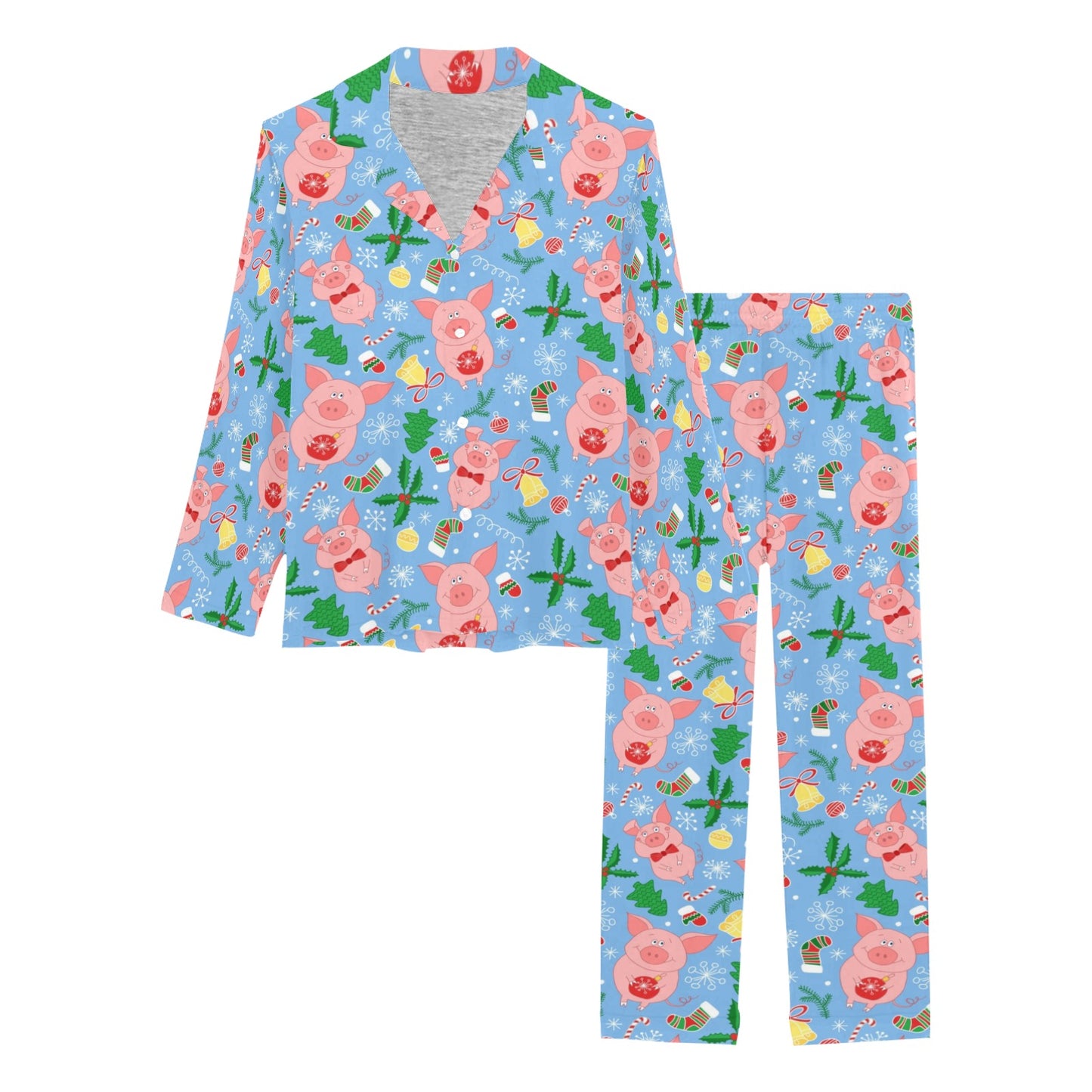Pig Print Design LKS404 Women's Long Pajama Set