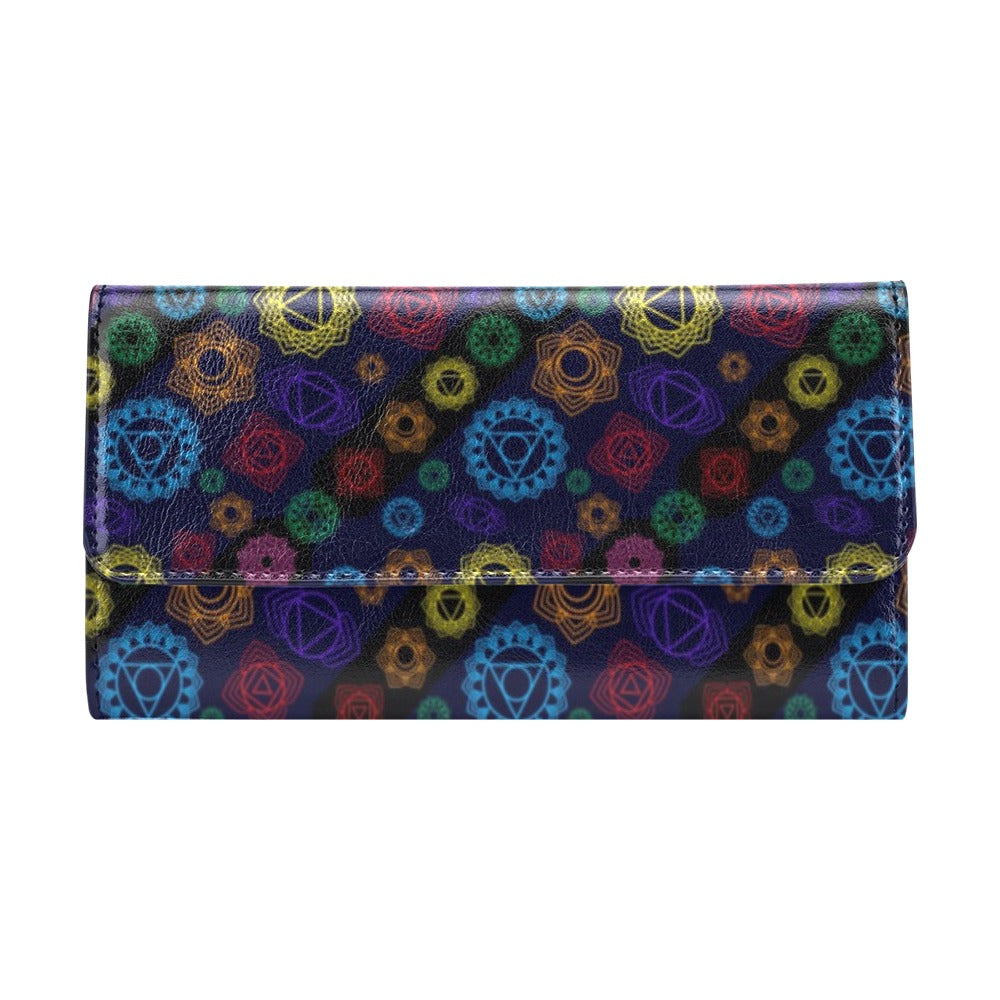 Chakra Colorful Print Pattern Women's Trifold Wallet