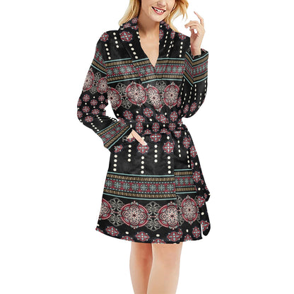 Ethnic Dot Style Print Pattern Women's Fleece Robe