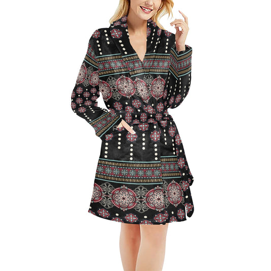 Ethnic Dot Style Print Pattern Women's Fleece Robe