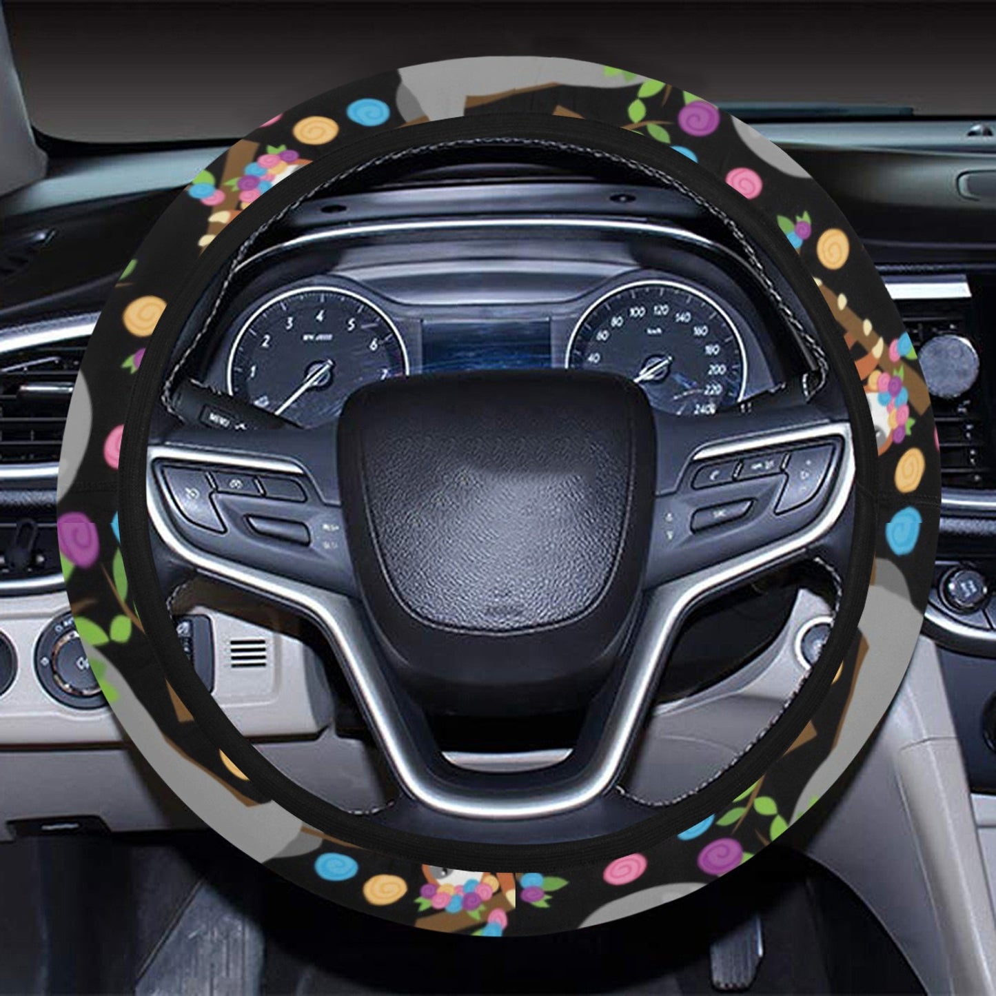 Sloth Print Design LKS306 Steering Wheel Cover with Elastic Edge