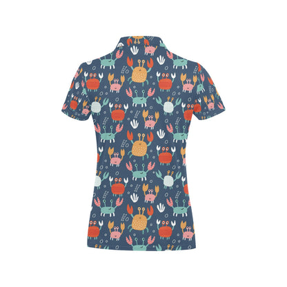 Crab Pattern Print Design 05 Women's Polo Shirt