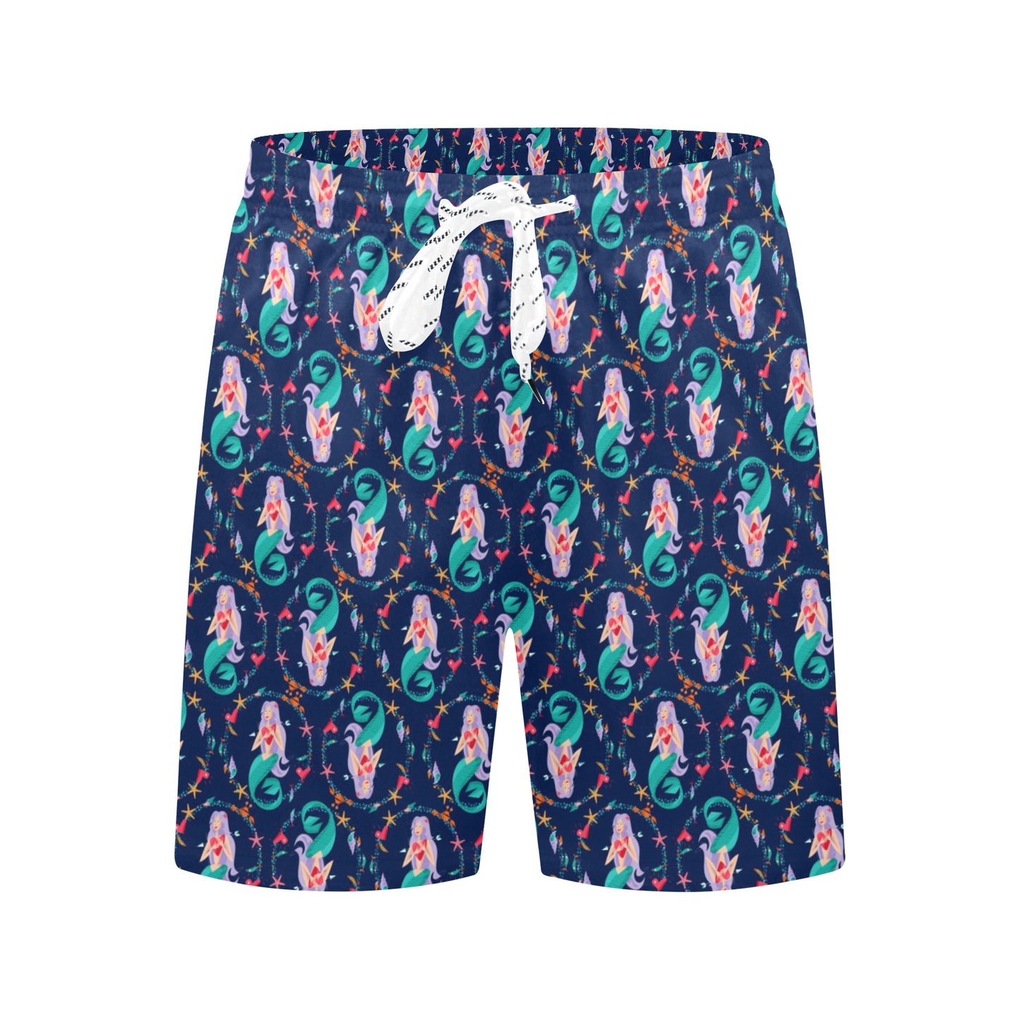 Mermaid Girl Cute Design Print Men's Swim Trunks Beach Shorts