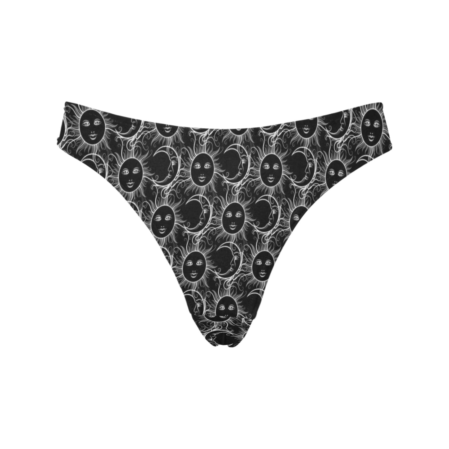 Sun Moon White Design Themed Print Women's Thongs
