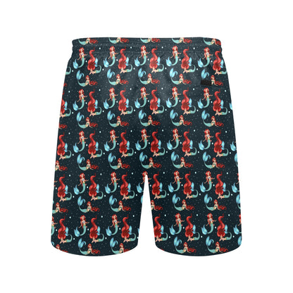 Mermaid Girl Themed Design Print Men's Swim Trunks Beach Shorts