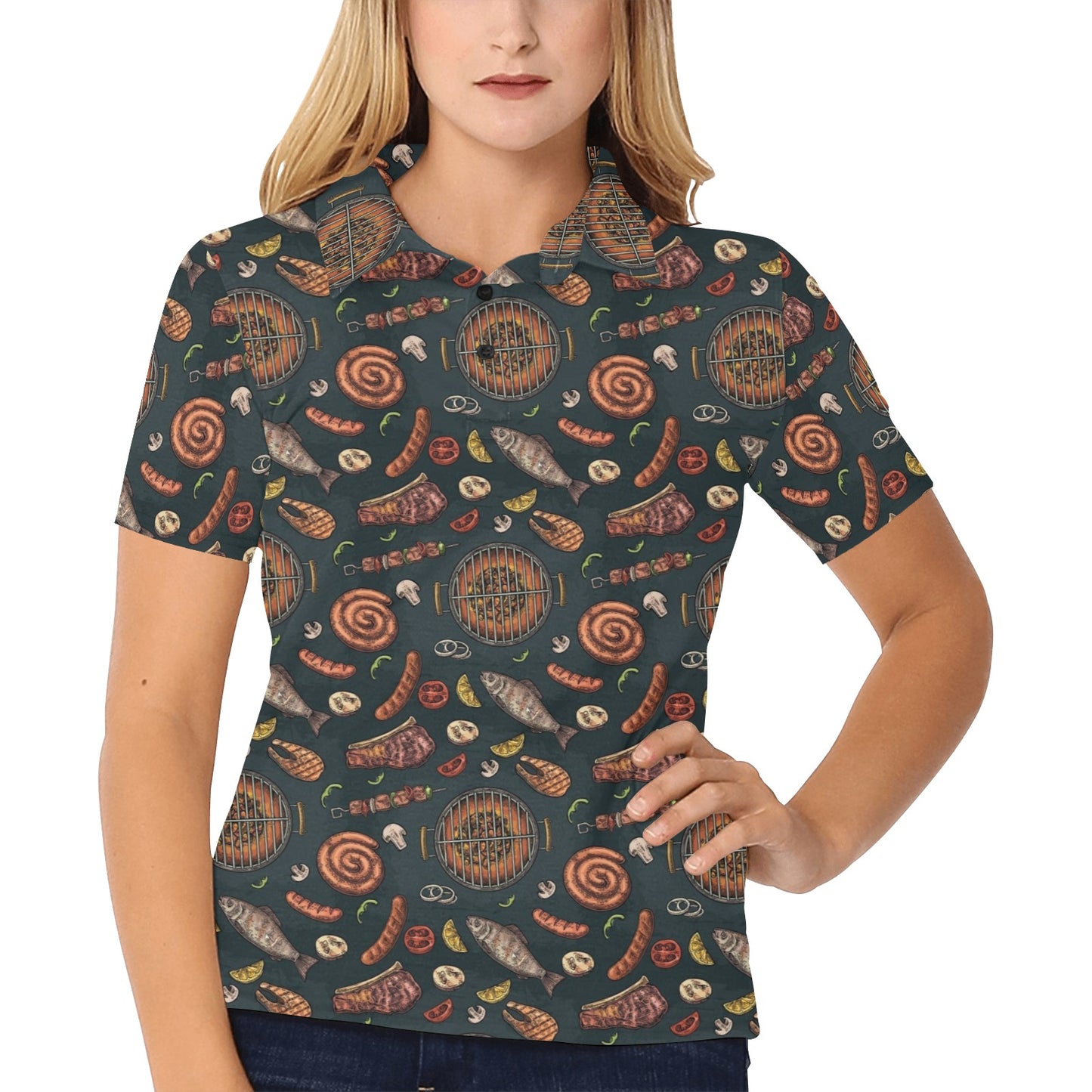 Barbecue Pattern Print Design 02 Women's Polo Shirt