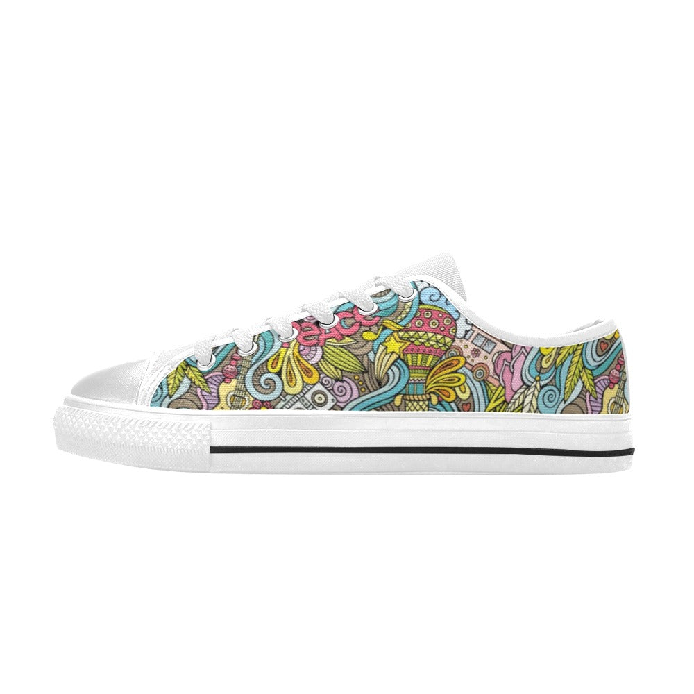 Hippie Print Design LKS301 Women's White Low Top Shoes