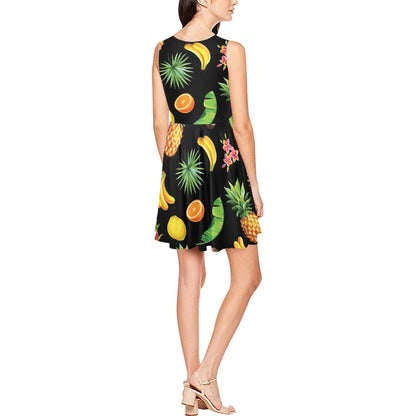 Tropical Fruits Pattern Print Design TF03 Sleeveless Dress