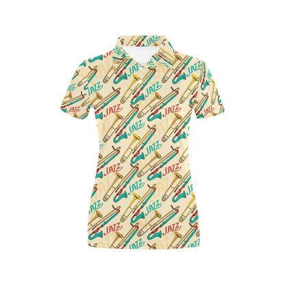Trombone Pattern Print Design 03 Women's Polo Shirt
