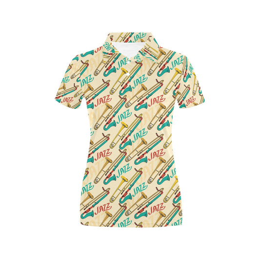 Trombone Pattern Print Design 03 Women's Polo Shirt