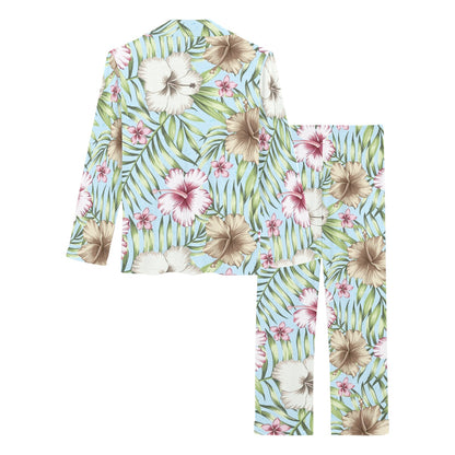 Tropical Flower Pattern Print Design TF05 Women's Long Pajama Set