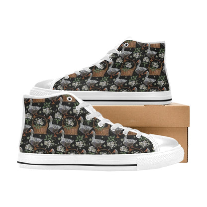 Goose Print Design LKS406 Men's High Top Canvas Shoes