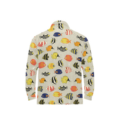 Angelfish Print Design LKS401 Long Sleeve Polo Shirt For Men's