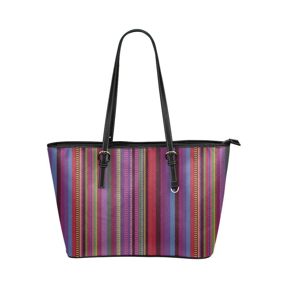 Serape Stripe Print Leather Tote Bag