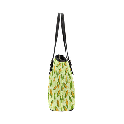 Agricultural Fresh Corn cob Print Pattern Leather Tote Bag