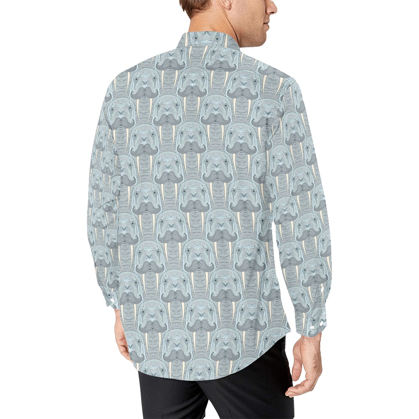 Walrus Print Design LKS402 Men's Long Sleeve Dress Shirt