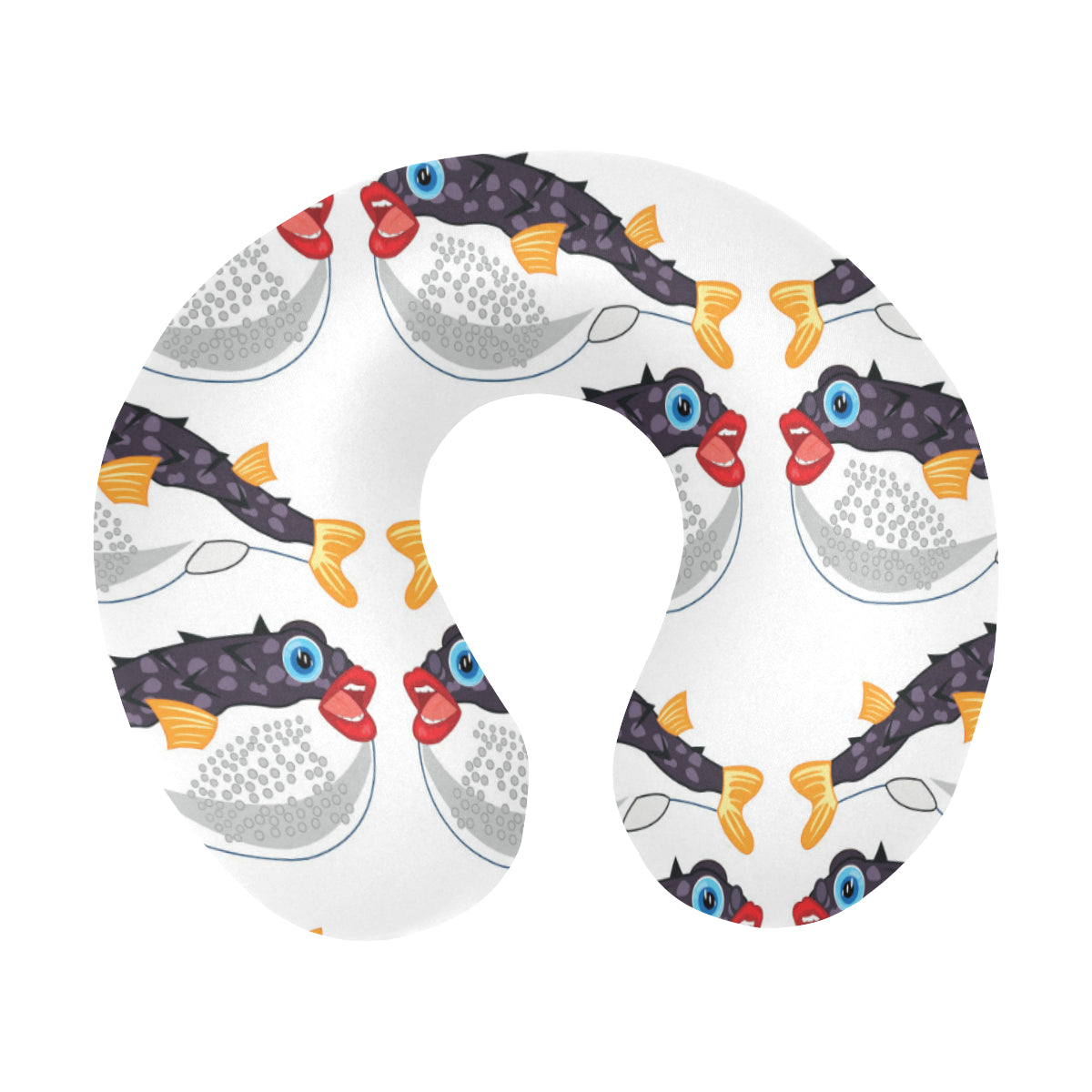 Fugu Pattern Print Design 03 U-Shaped Travel Neck Pillow