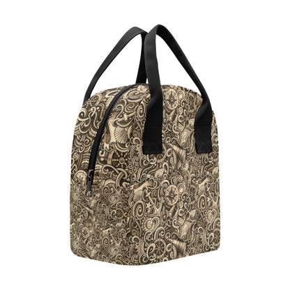 Nautical Tattoo Design Themed Print Insulated Lunch Bag