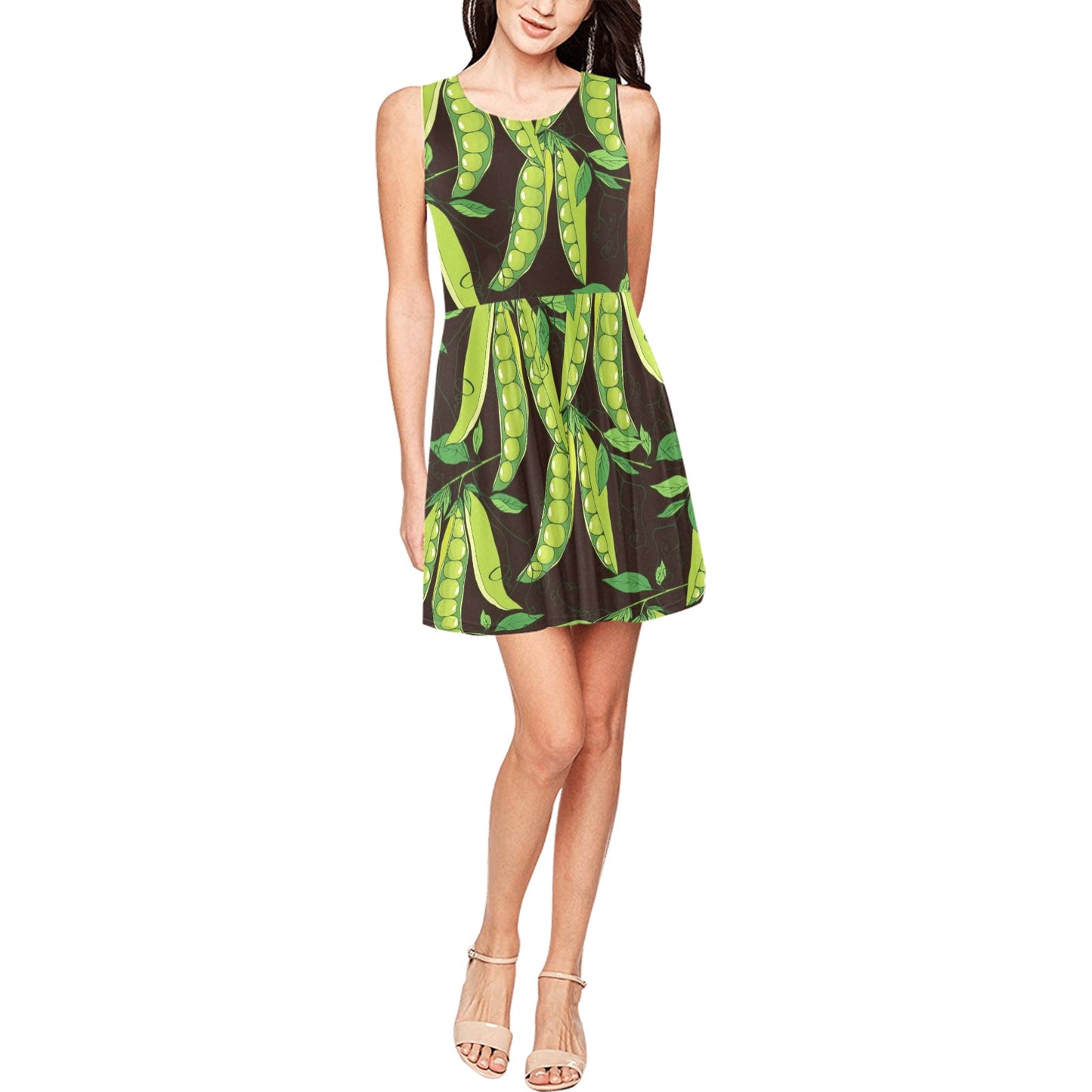 Peas Pattern Print Design A03 Sleeveless Dress