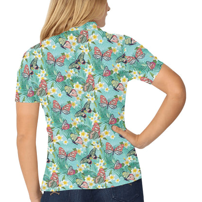 Butterfly Pattern Print Design 09 Women's Polo Shirt