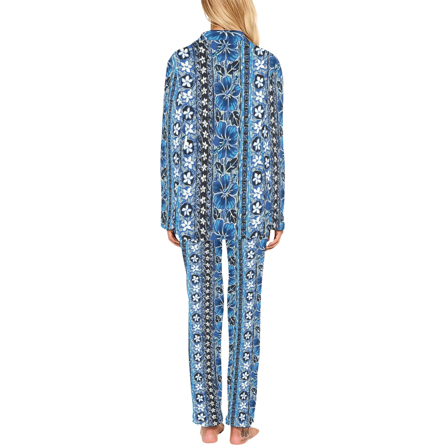 Hawaiian Themed Pattern Print Design H012 Women's Long Pajama Set