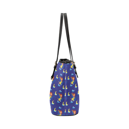 Fairy with Moon Print Pattern Leather Tote Bag