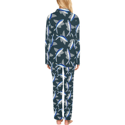 Flying Fish Pattern Print Design 04 Women's Long Pajama Set