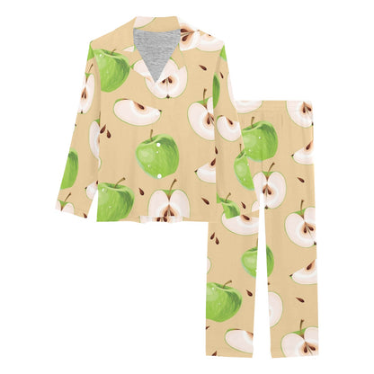 Apple Pattern Print Design AP07 Women's Long Pajama Set