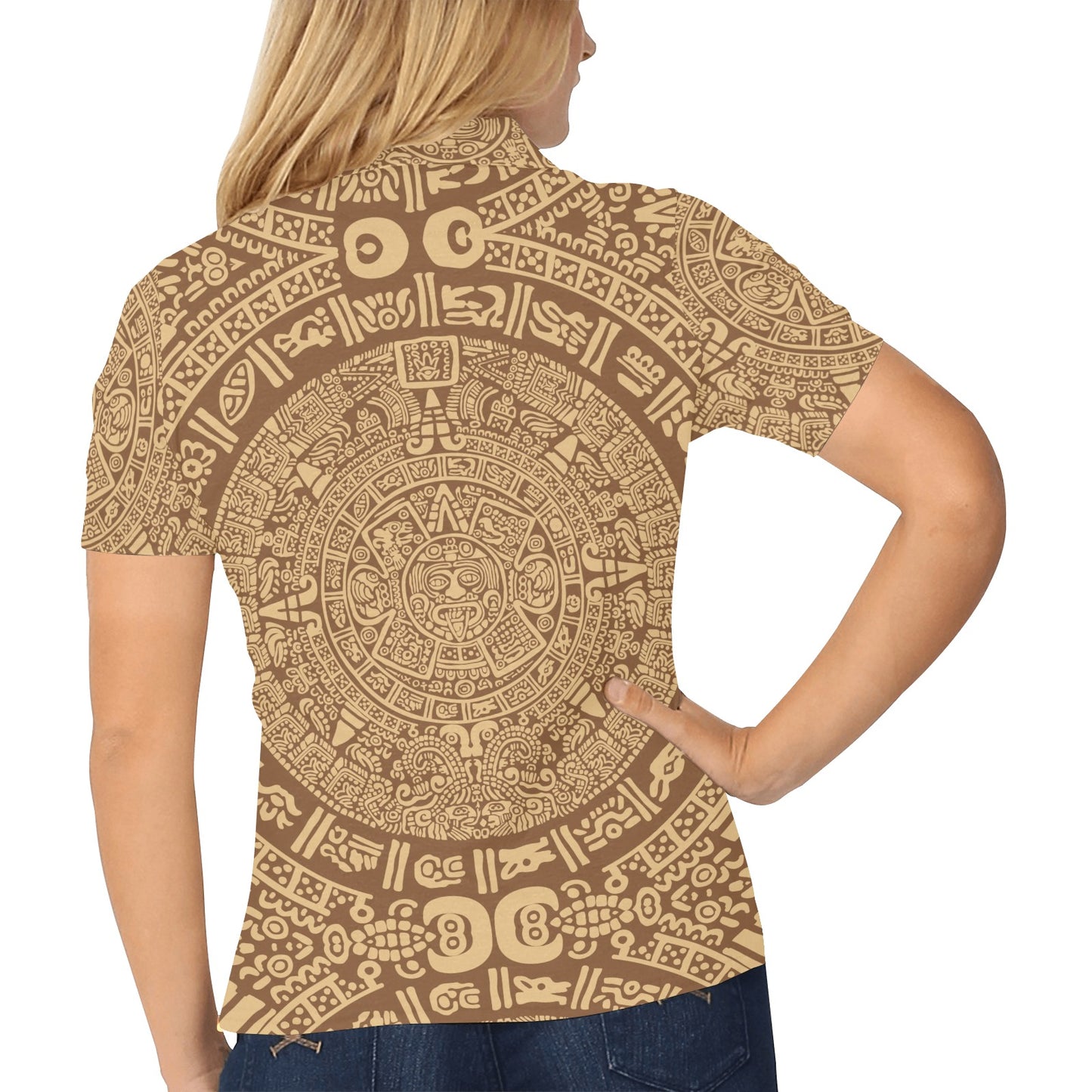 Mayan Pattern Print Design 01 Women's Polo Shirt
