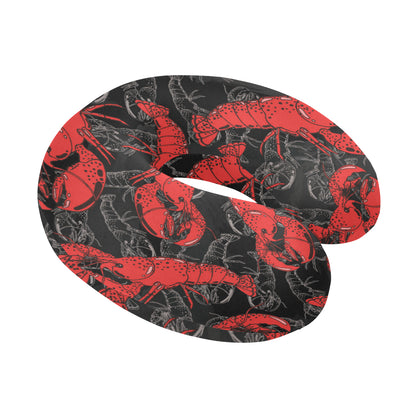 Lobster Pattern Print Design 04 U-Shaped Travel Neck Pillow