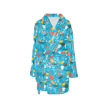 Cooking Kitchen Tools Pattern Print Design 03 Women's Fleece Robe