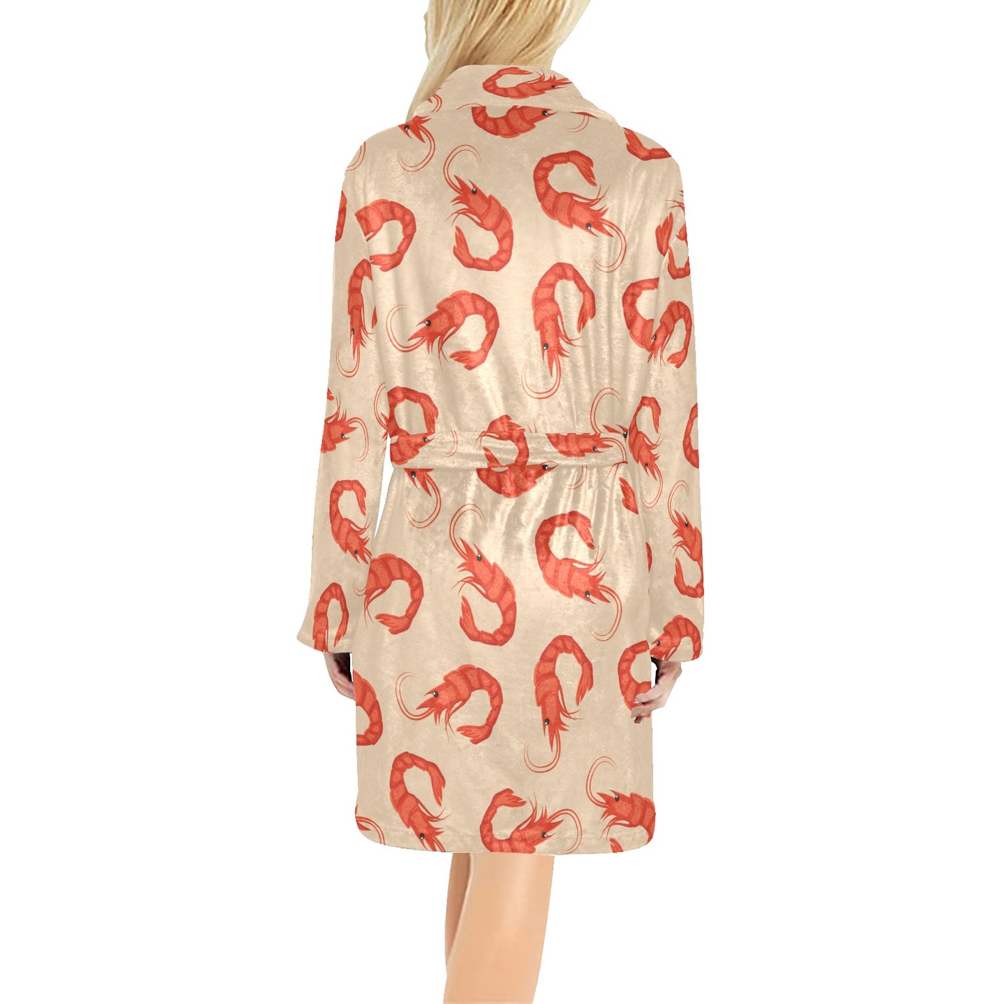 Prawn Pattern Print Design 02 Women's Fleece Robe