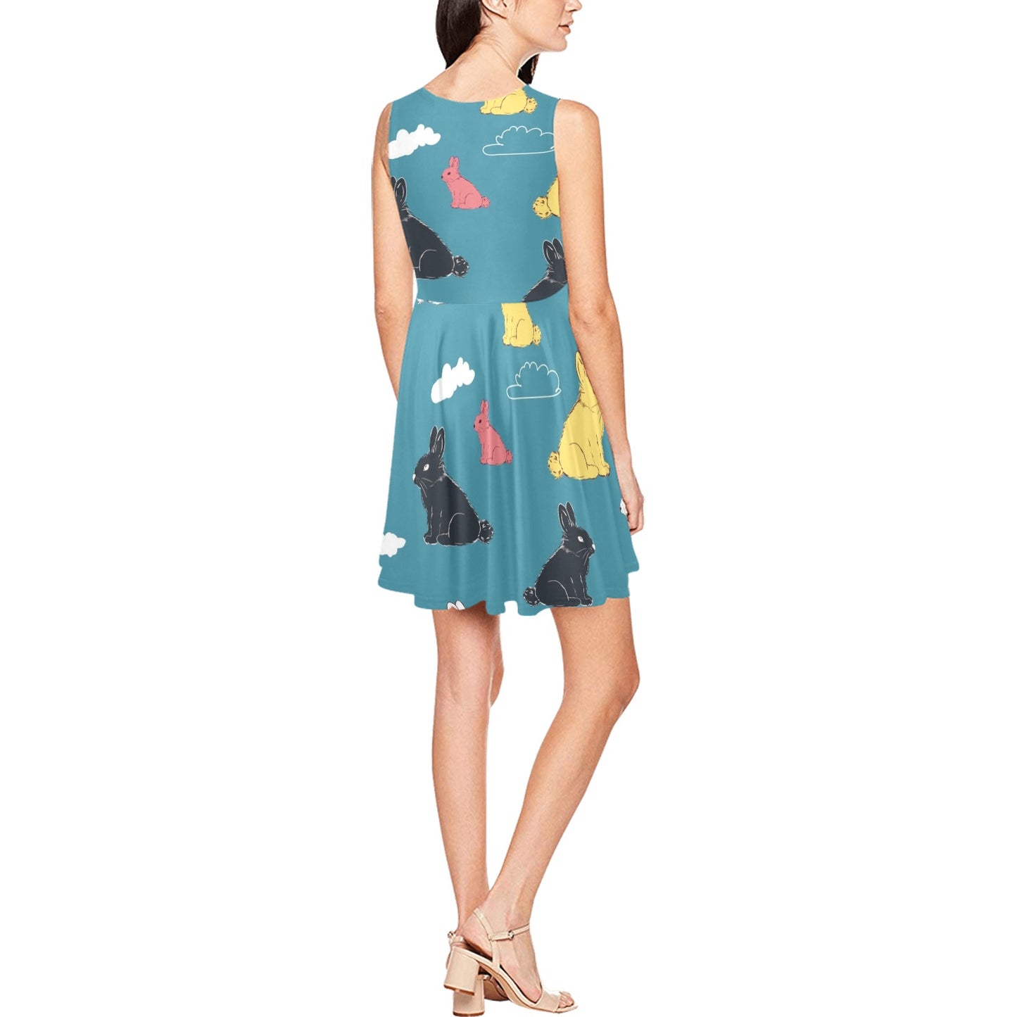 Rabbit Pattern Print Design RB014 Sleeveless Dress