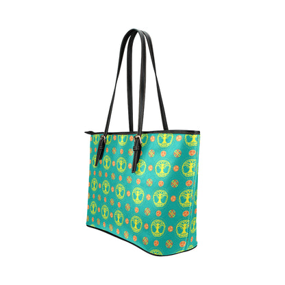 Celtic Tree of Life Print Pattern Leather Tote Bag