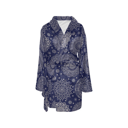 Mandala Pattern Print Design 02 Women's Fleece Robe