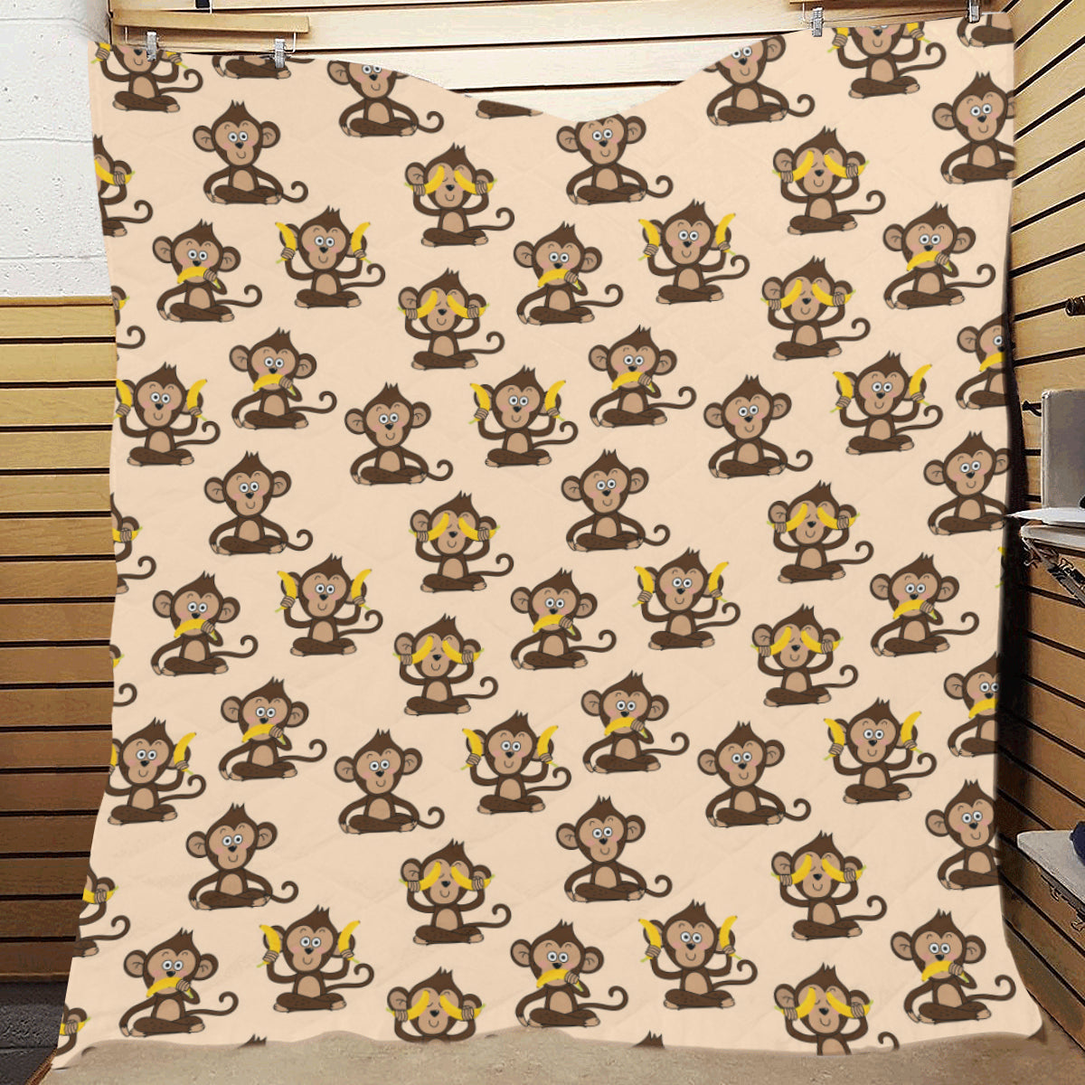 Monkey Pattern Print Design 03 Premium Quilt