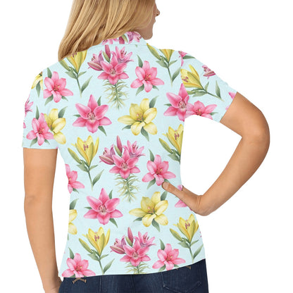 Lily Pattern Print Design LY010 Women's Polo Shirt
