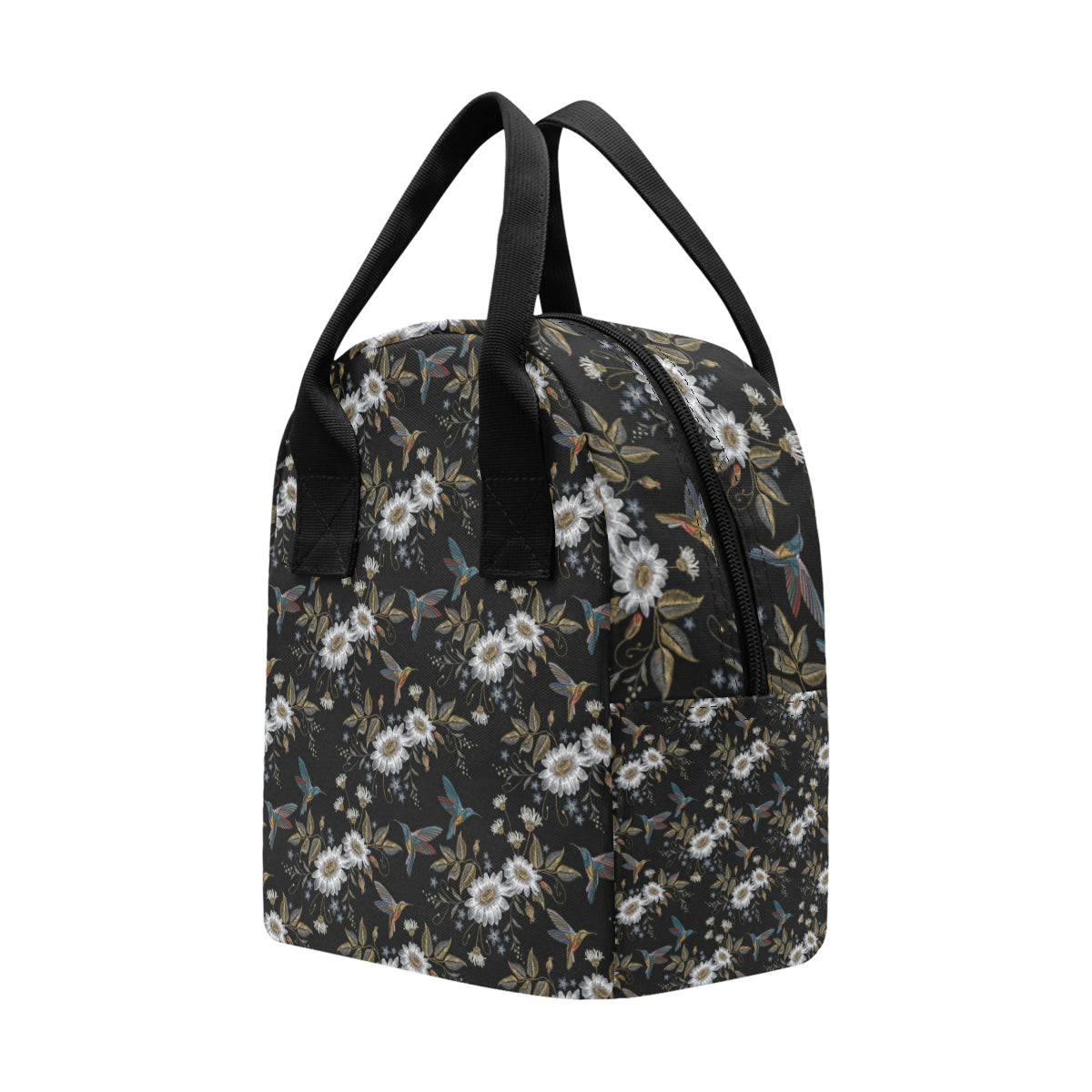 Hummingbird with Embroidery Themed Print Insulated Lunch Bag