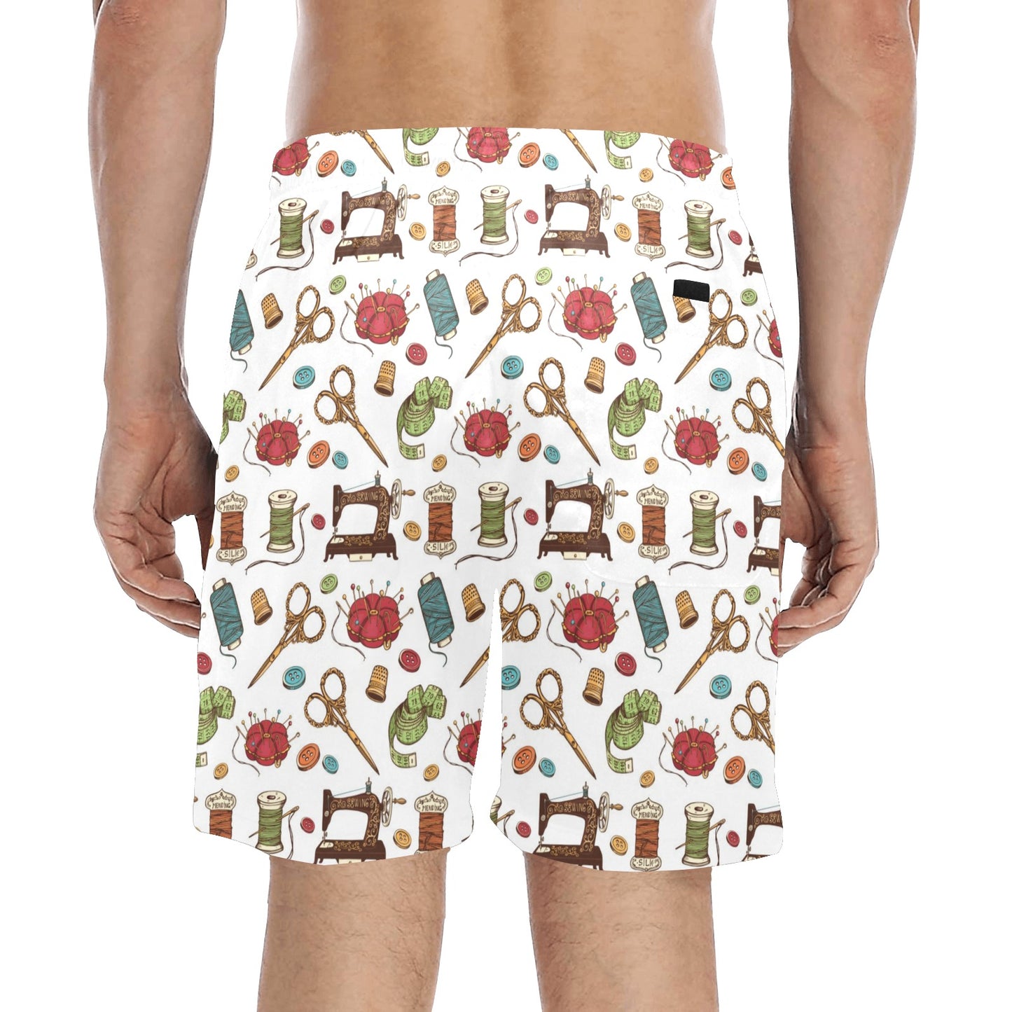 Sewing Equipment Print Design LKS304 Men's Swim Trunks Beach Shorts