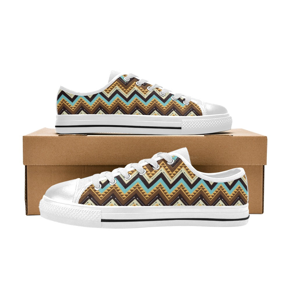 Southwest Pattern Print Design LKS301 Women's White Low Top Shoes