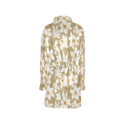 Lily Pattern Print Design LY07 Women's Fleece Robe