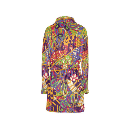 Funky Retro Pattern Print Design A04 Women's Fleece Robe