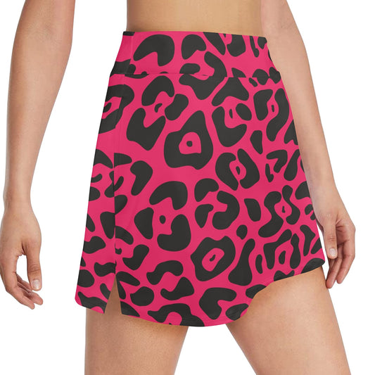 Cheetah Pink Print Pattern 17" Golf & Pickleball Skort with Pockets