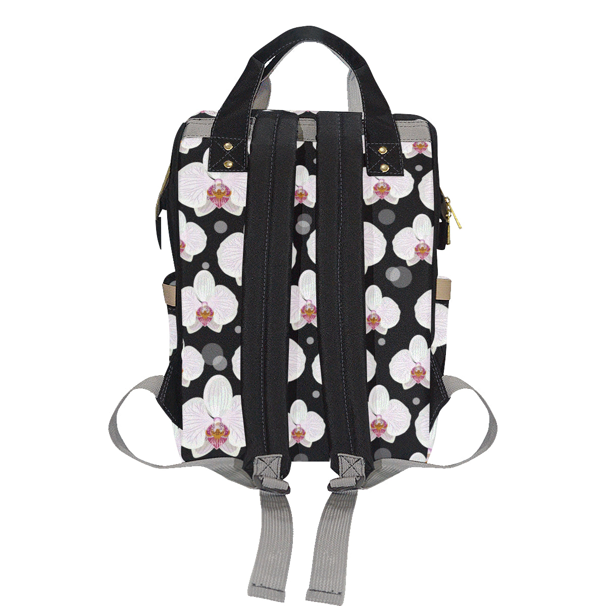 Orchid White Pattern Print Design OR09 Diaper Bag Backpack