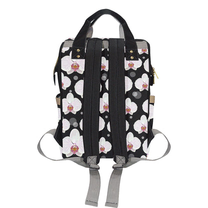 Orchid White Pattern Print Design OR09 Diaper Bag Backpack