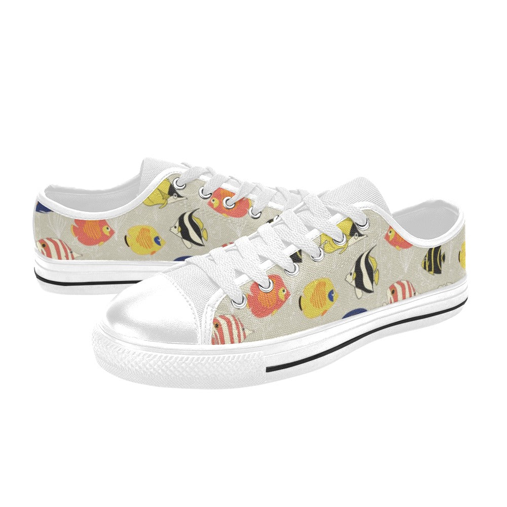 Angelfish Print Design LKS401 Women's White Low Top Shoes