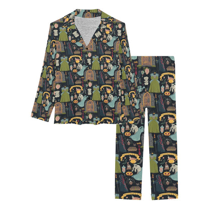 Creepy Halloween Print Design LKS304 Women's Long Pajama Set