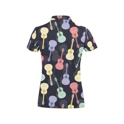 Acoustic Guitar Print Design LKS401 Women's Polo Shirt